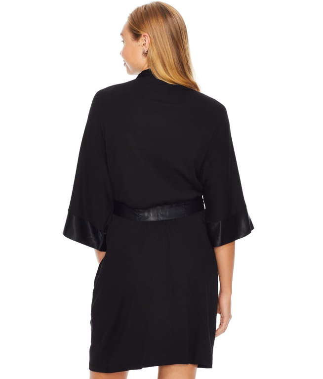 PJ Harlow Shala Knit Kimono Robe, Black