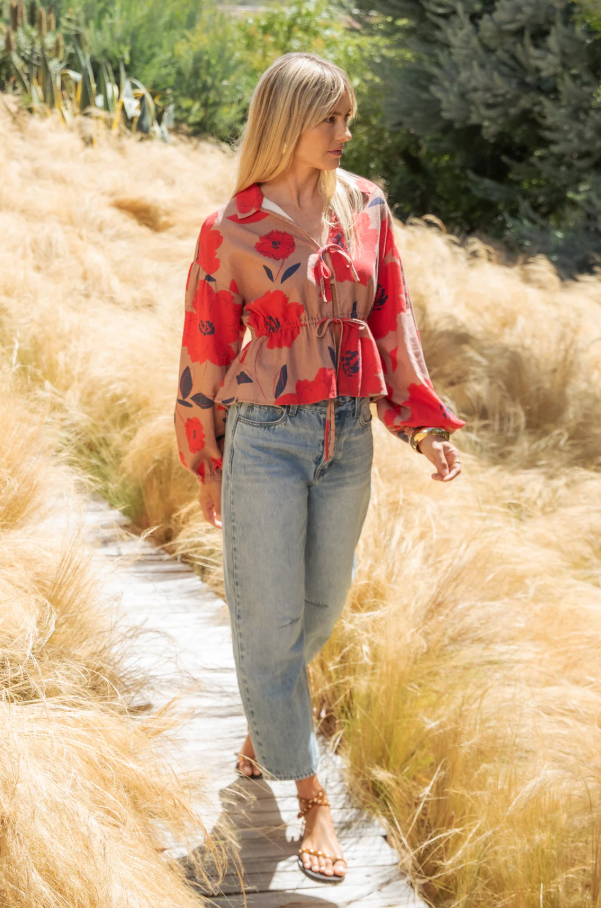 Emmalyn Top, Oversized Desert Floral - 13 Hub Lane   |  Peasant Tops