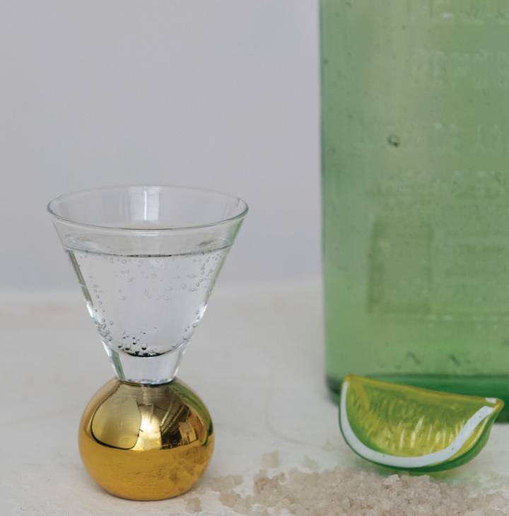 Shot Glass w/ Gold Electroplated Ball Stem - 13 Hub Lane   |  