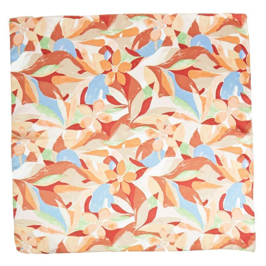 Tropical Bloom Printed Square Silky Satin Scarf
