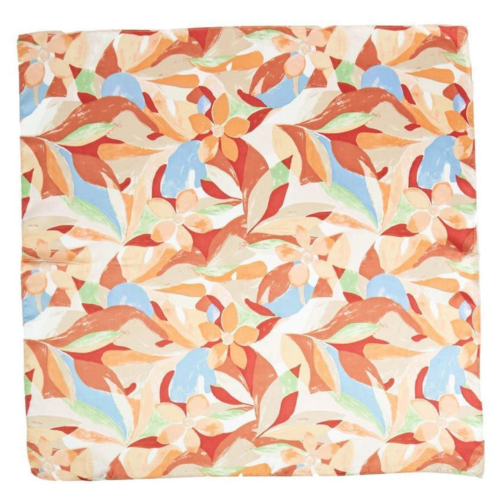 Tropical Bloom Printed Square Silky Satin Scarf