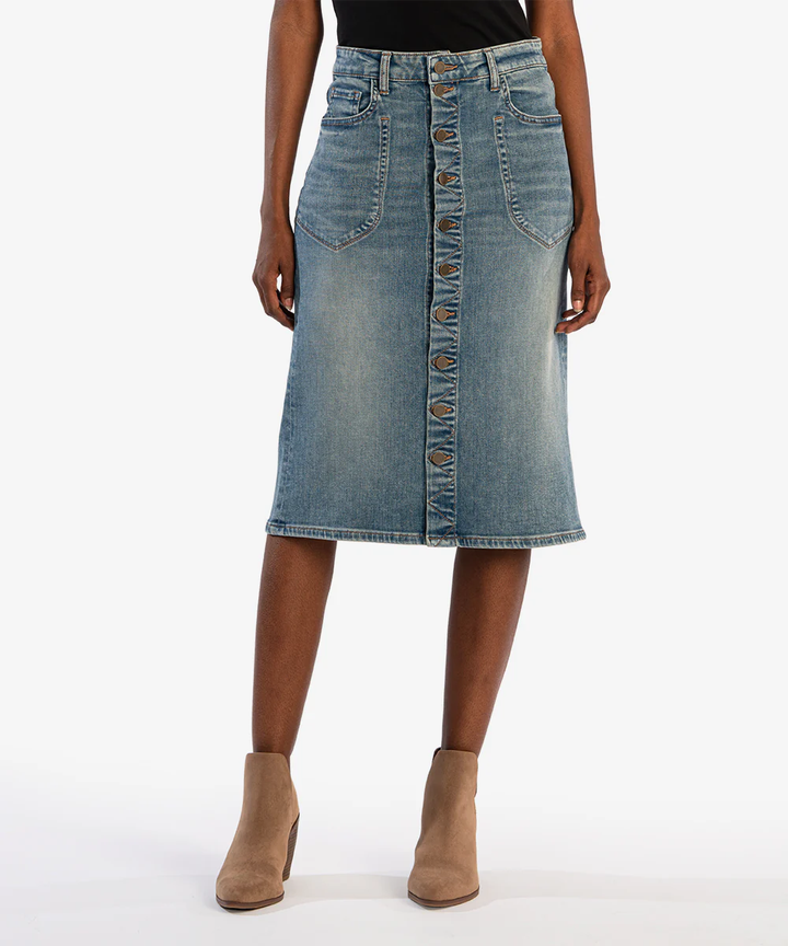 Kut From the Kloth Rose Denim Skirt