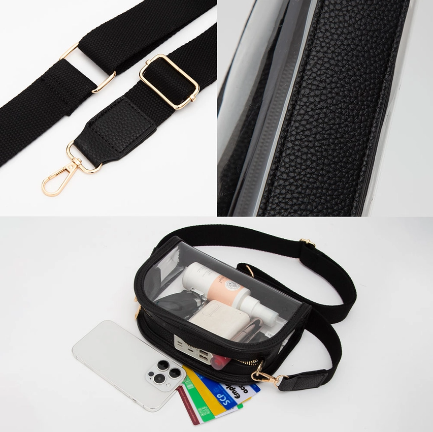 Transparent Crossbody Camera Bag, Red - 13 Hub Lane   |  Clear Crossbodies