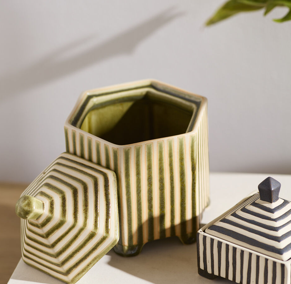 Banda Decorative Box, Green - 13 Hub Lane   |  Ceramic Boxes