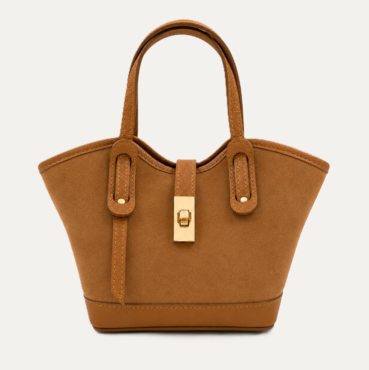 Genuine Leather & Suede Bag, Camel - 13 Hub Lane   |  