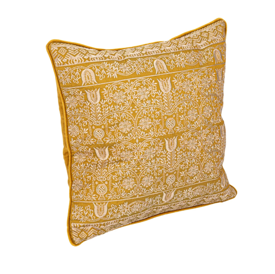 Cotton Velvet Embroidered Pillow - Thumbnail 3