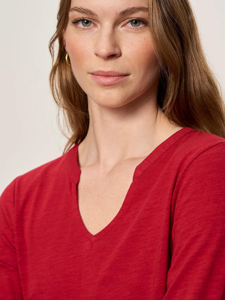 Dolce Notch Neck Tee, Red Berry