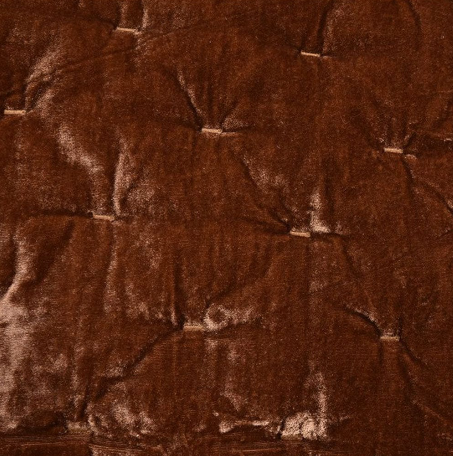 Stella Faux Silk Velvet Pintuck 3PC Quilt Set, Copper Brown - 13 Hub Lane   |  Matching Bedding