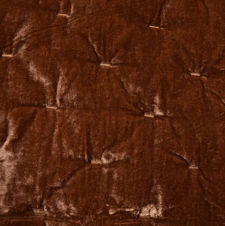 Stella Faux Silk Velvet Pintuck 3PC Quilt Set, Copper Brown - 13 Hub Lane   |  Matching Bedding