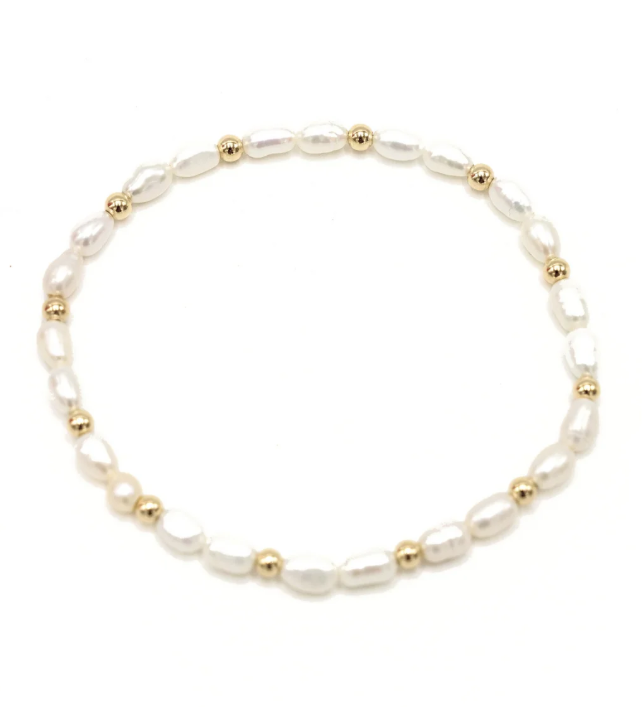 Rice Pearl Beaded Bracelet - 3mm - 13 Hub Lane   |  Beaded Bracelets