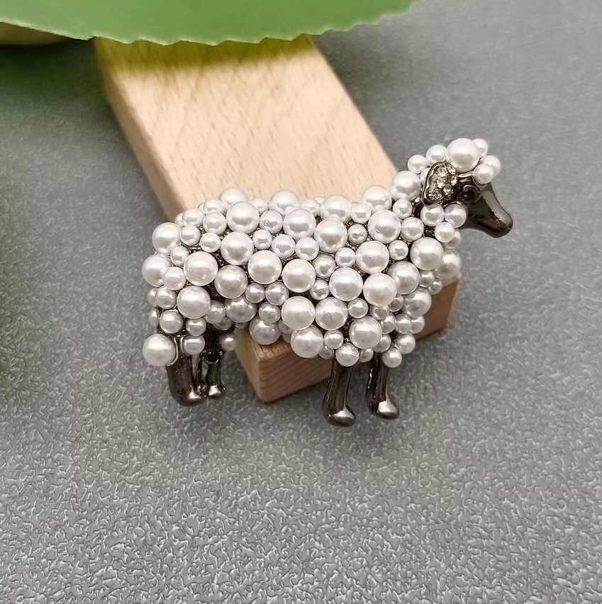 Sheep Pearl Brooch - 13 Hub Lane   |  Brooches
