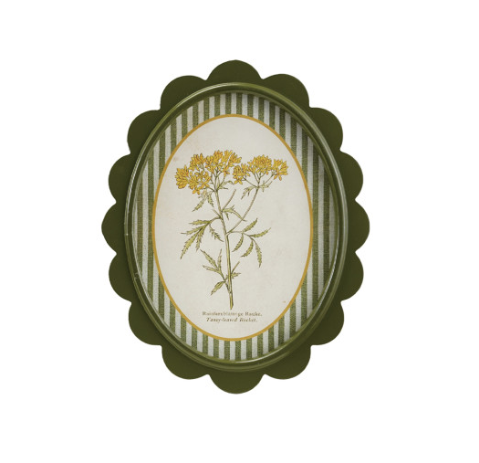 Scalloped Flower, Green Stripe Mat