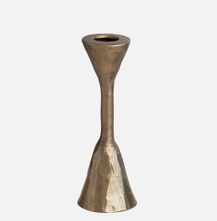 Hand-Forged Iron Taper Holder, Antique Brass