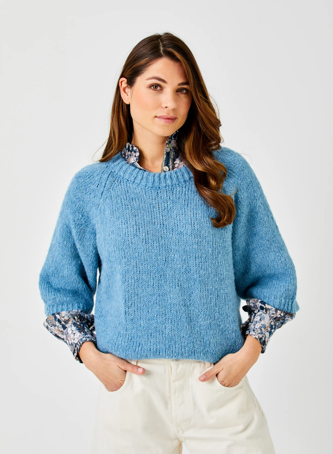 Fawn Kimono Sleeve Soft Knit Sweater, Duck Egg Blue - 13 Hub Lane   |  Dropped Shoulder Sweaters