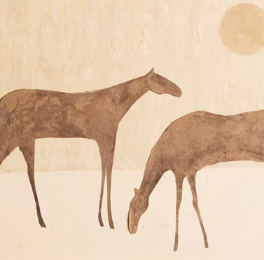 Two Horses w/ Sun - 13 Hub Lane   |  Canvas Art