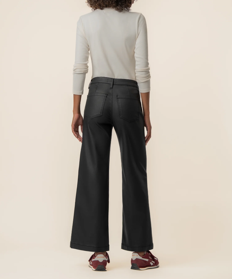 Kut From the Kloth Meg High Rise Wide Leg w/ Zipper Pockets, Matte Black