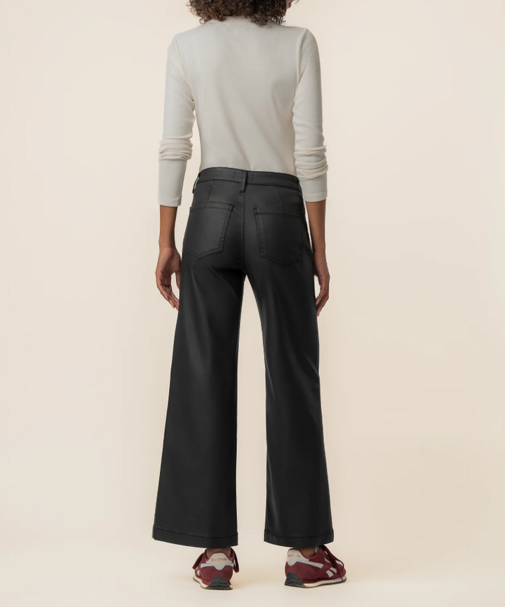 Kut From the Kloth Meg High Rise Wide Leg w/ Zipper Pockets, Matte Black
