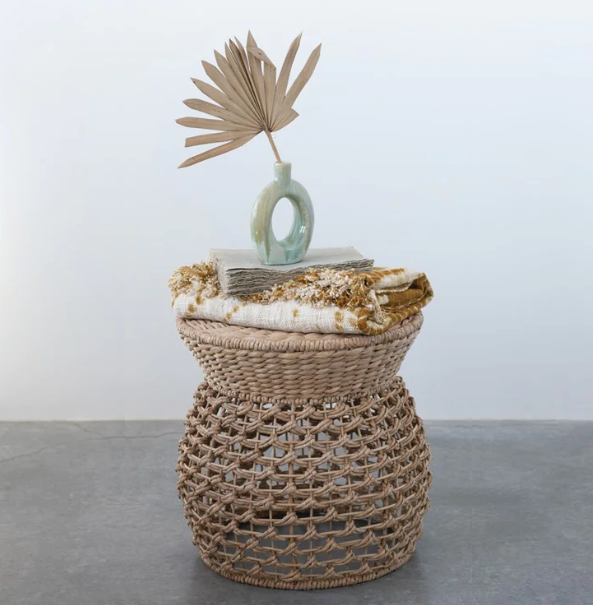 Water Hyacinth & Rattan Stool/ Basket - 13 Hub Lane   |  Stools