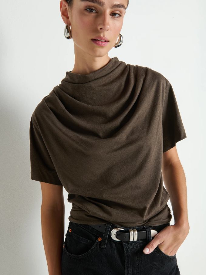 Nation LTD Daryl Cowlneck Tee, Espresso - 13 Hub Lane   |  Cowl Neck Tees