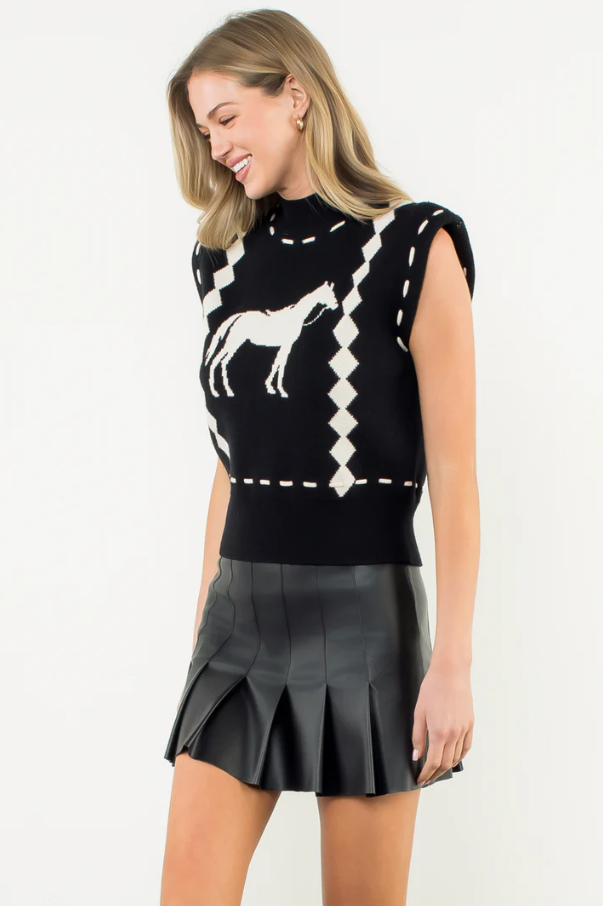 Sleeveless Horse Knit Vest - 13 Hub Lane   |  Sweater Vests