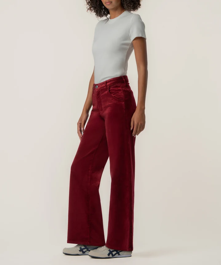 Kut From The Kloth Jean Velveteen High Rise Flare, Cranberry - 13 Hub Lane   |  