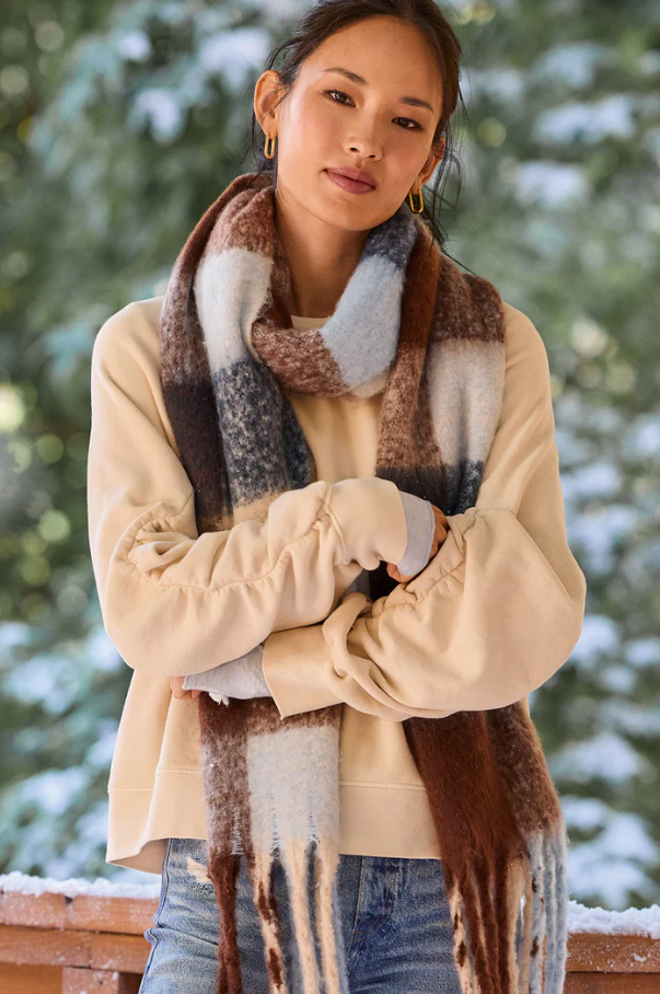 Shirred Sleeve Sweatshirt, Vanilla Cream