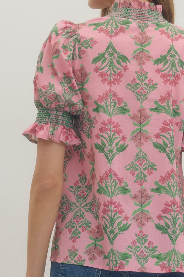 Floral Puff Sleeve Top, Pink - 13 Hub Lane   |  