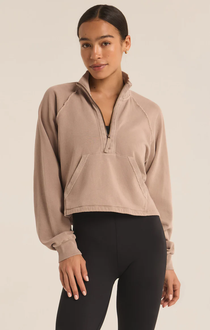 On The Run Half Zip Sweatshirt Latte