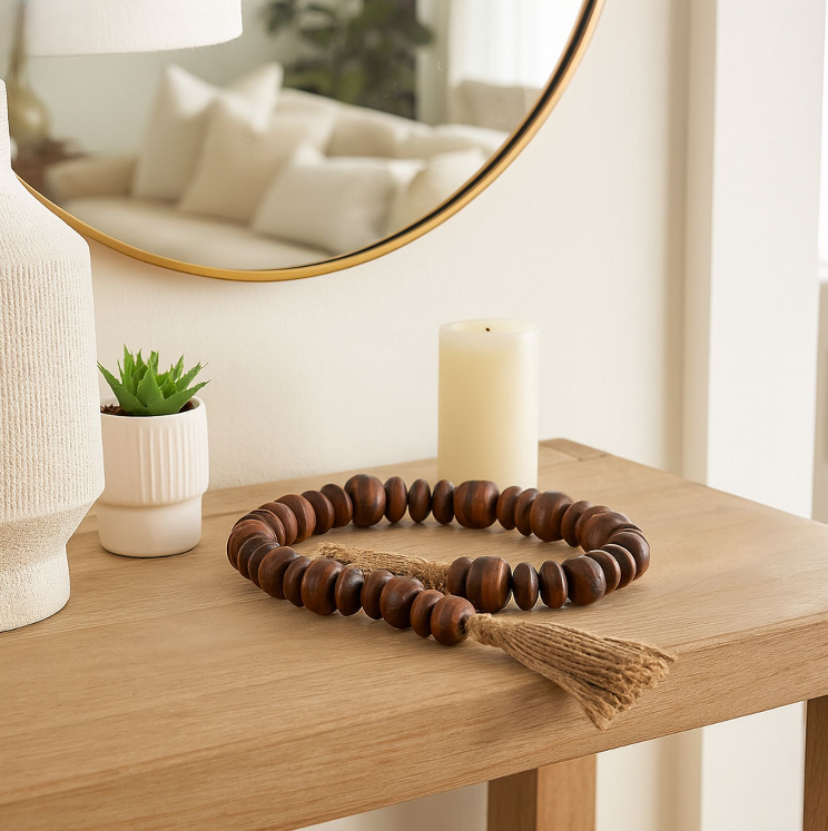 Flat Beads Garland, Natural