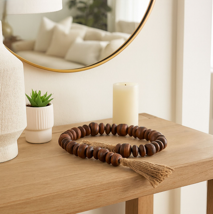 Flat Beads Garland, Natural