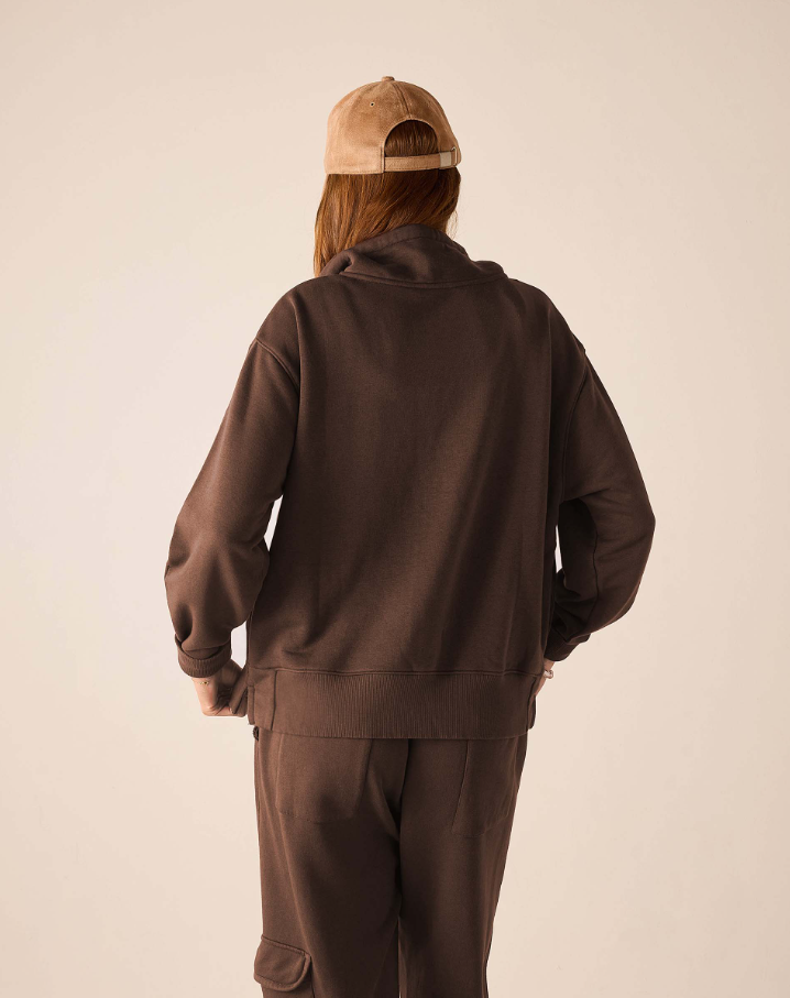 Frenchie Quarter Zip Sweatshirt, Espresso