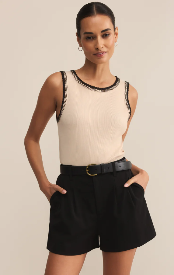 Social Whipstitch Tank, Crystal - 13 Hub Lane   |  Crewneck Tanks