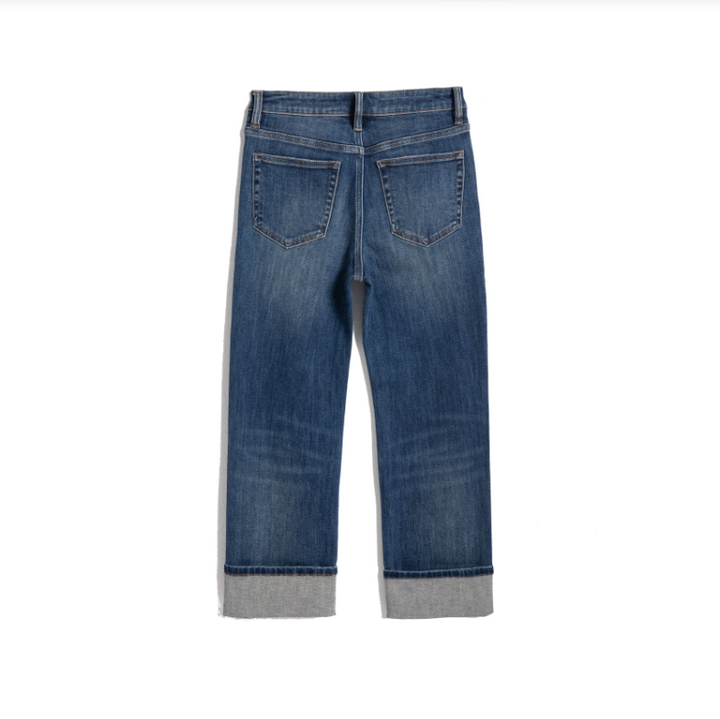 Low Rise Straight Leg Jeans, Retro Dark Blue - 13 Hub Lane   |  Cropped Straight Leg Pants