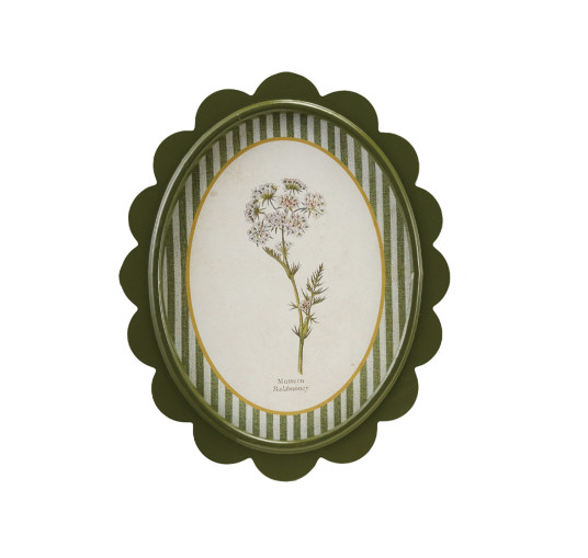 Scalloped Flower, Green Stripe Mat