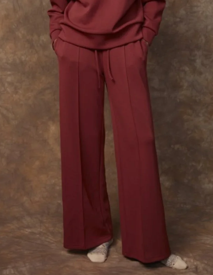Prida Soft Knit Drawstring Pants, Chili - 13 Hub Lane   |  Wide Leg Sweats