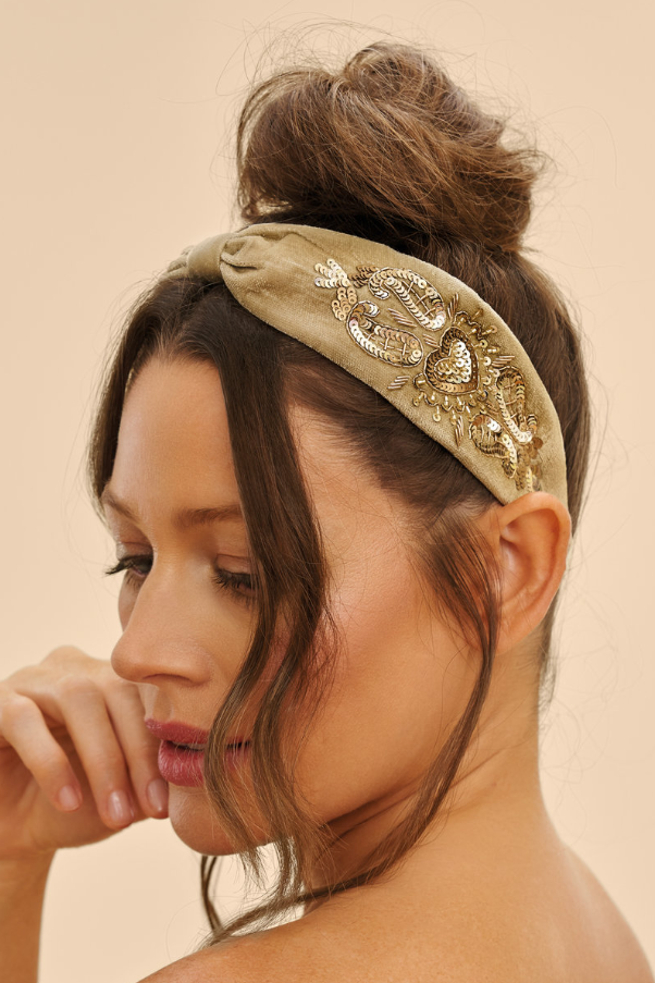 Embellished Headband, Sage Heart