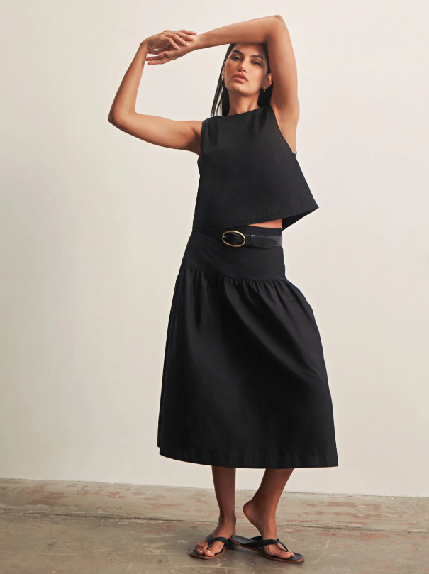 Matter of Time Poplin Skirt, Black