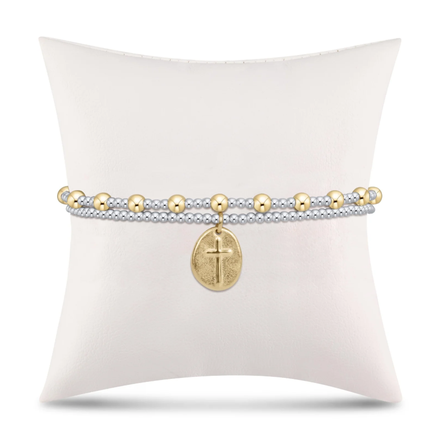 enewton classic sincerity pattern 5mm bead bracelet - mixed metal - 13 Hub Lane   |  Beaded Bracelets