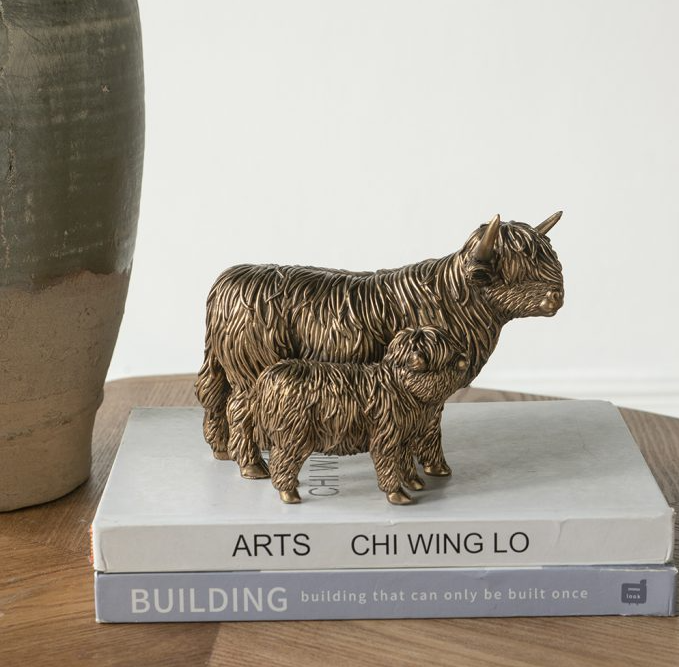 Highland Cow & Calf Statue