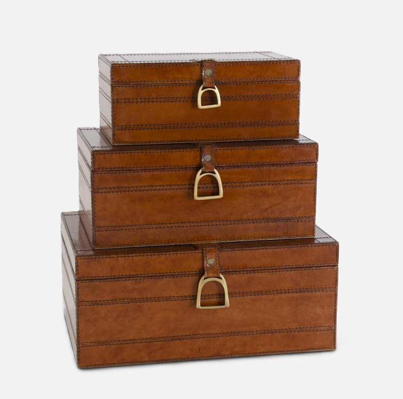 Brown Leather Box w/ Stirrup Latch