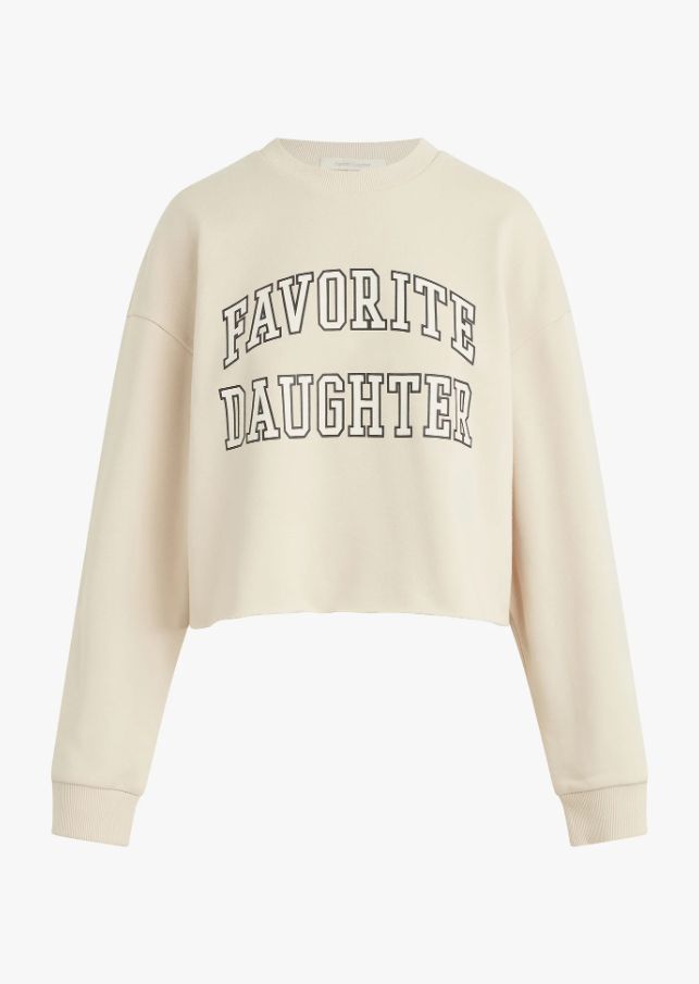 Favorite Daughter Cropped Collegiate Sweatshirt, French Oak w/ Snow White - 13 Hub Lane   |  Cropped Sweatshirts
