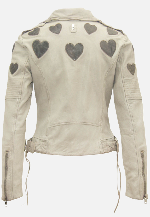 Reo Heart Moto Jacket, Off-White - 13 Hub Lane   |  Leather Jackets