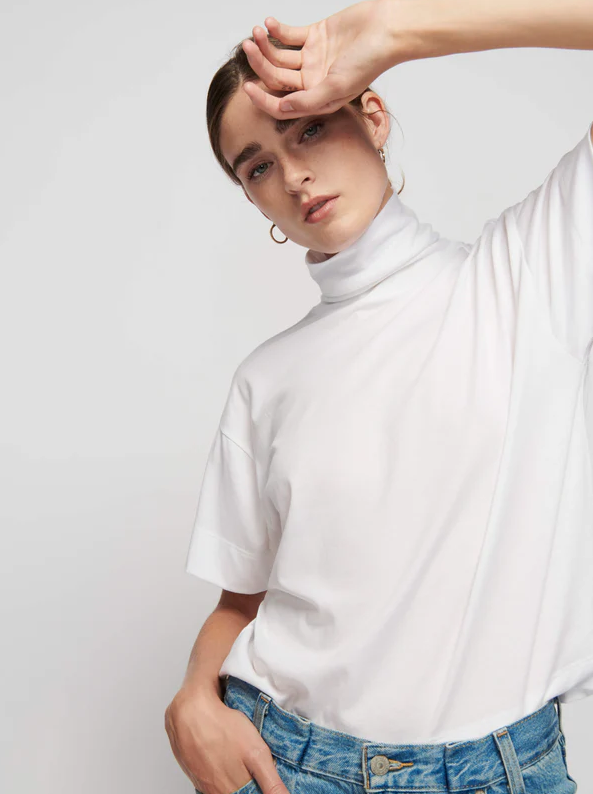 Nation LTD Fable Turtleneck Tee, White - 13 Hub Lane   |  Mock Neck Tees