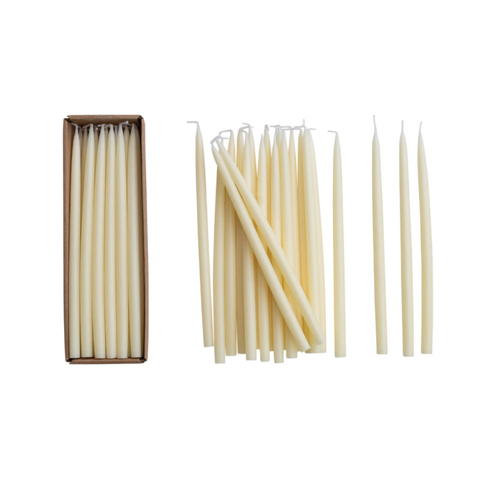 Unscented Thin Taper Candles in Box, Ivory - 13 Hub Lane   |  Unscented Tapers