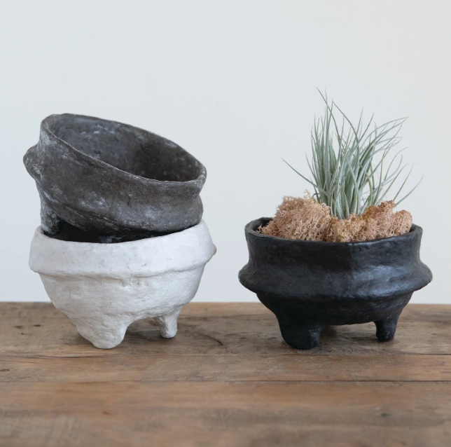 Paper Mache Footed Bowl
