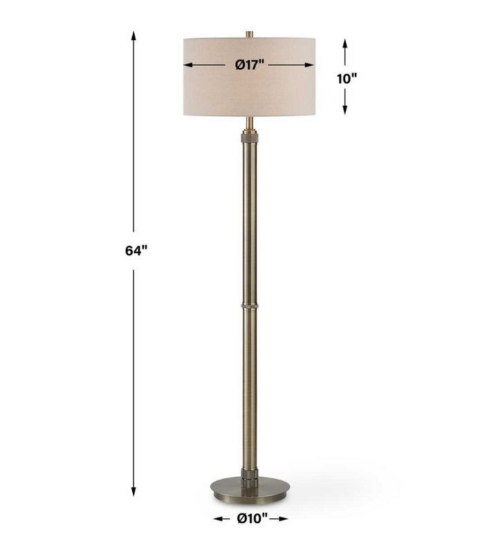 Diamond Knurl Floor Lamp, Antique Brass