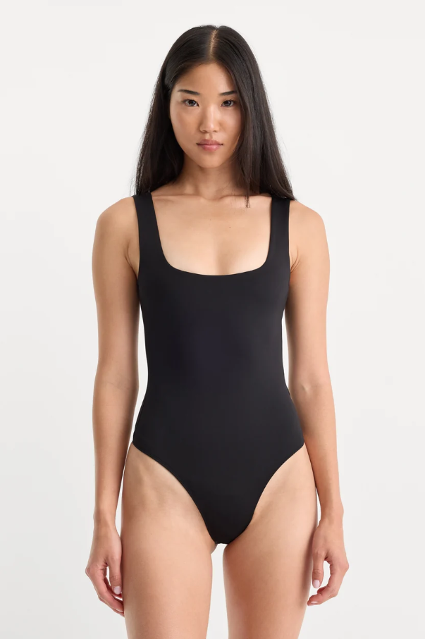 Sculpting Modern Tank Bodysuit, Black