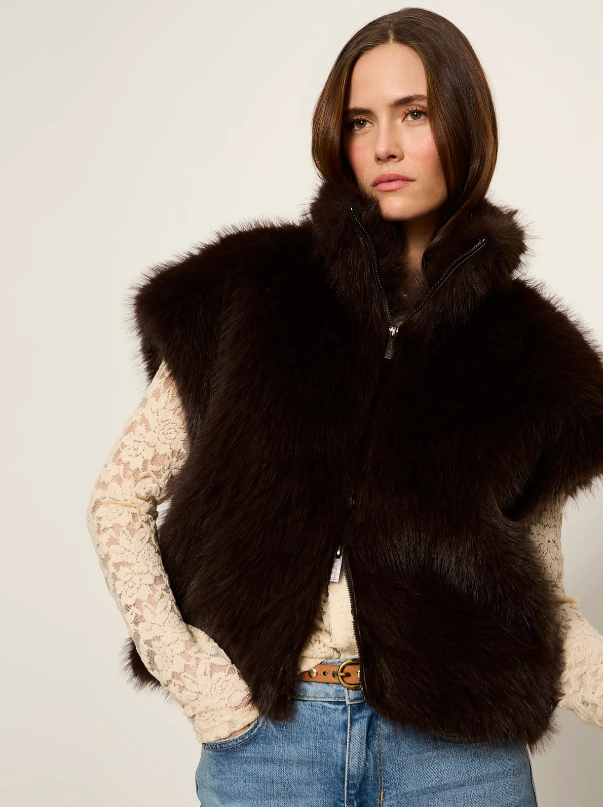 Silky Fur Vest, Espresso Martini