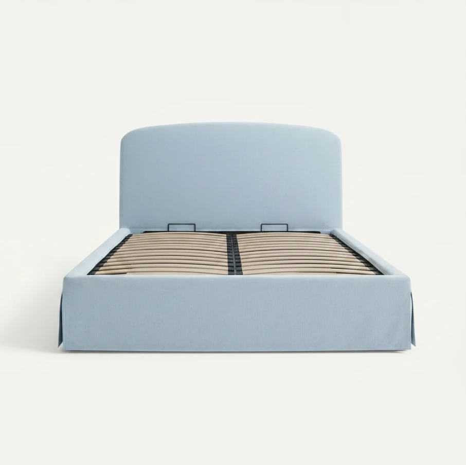 Joan Queen Storage Bed, Light Blue