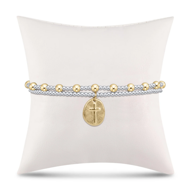 enewton classic sincerity pattern 4mm bead bracelet - mixed metal - 13 Hub Lane   |  Beaded Bracelets